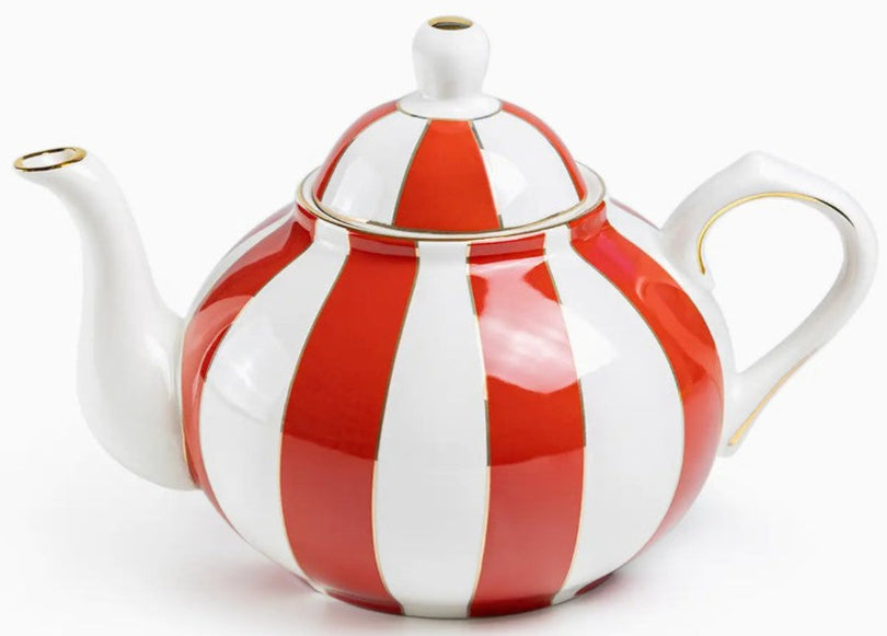 Red Carousel Porcelain Teapot