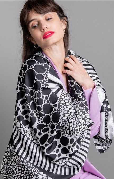 Monochrome Silk Scarf -  BEVERLY BERG LLC