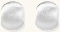 Brushed sterling silver cushion-shaped stud earrings with matte finish on white background