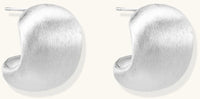 Brushed sterling silver cushion-shaped stud earrings with matte finish on white background