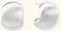 Brushed sterling silver cushion-shaped stud earrings with matte finish on white background