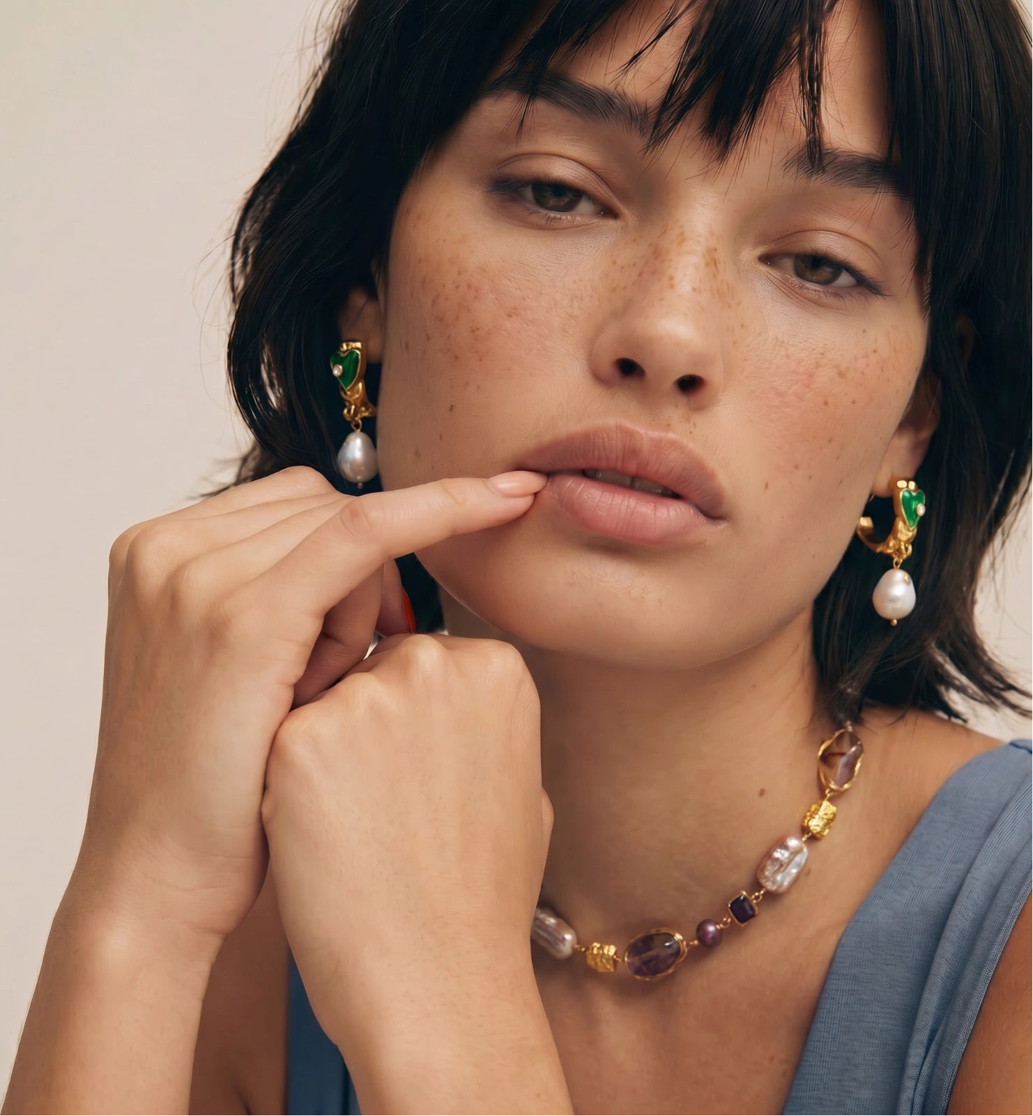 Heart Drop Pearl Earrings