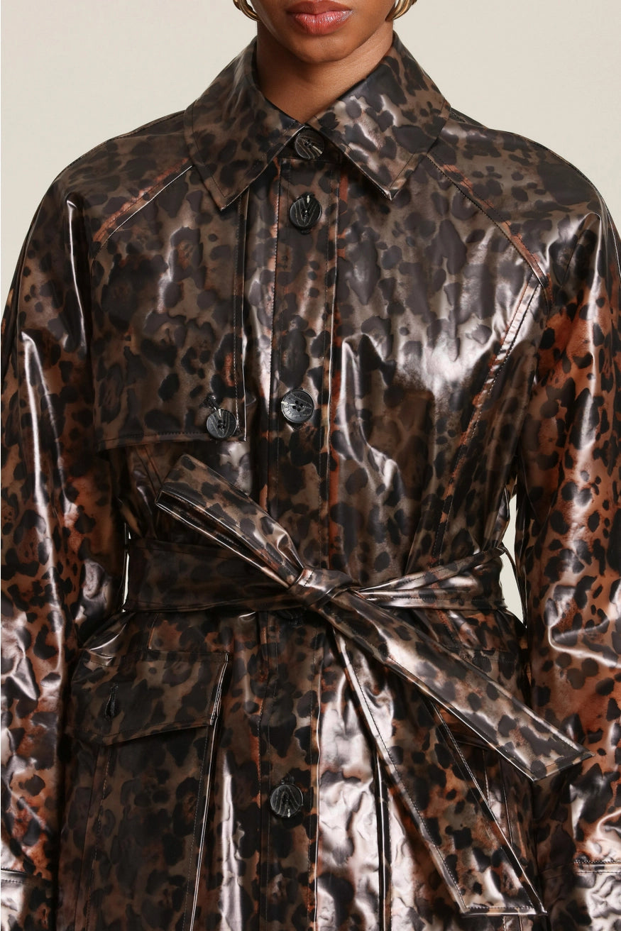 Nocturn Leopard Rain Trench