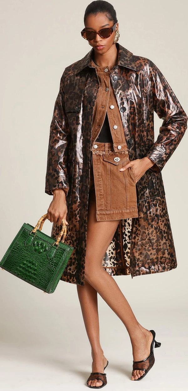 Nocturn Leopard Rain Trench