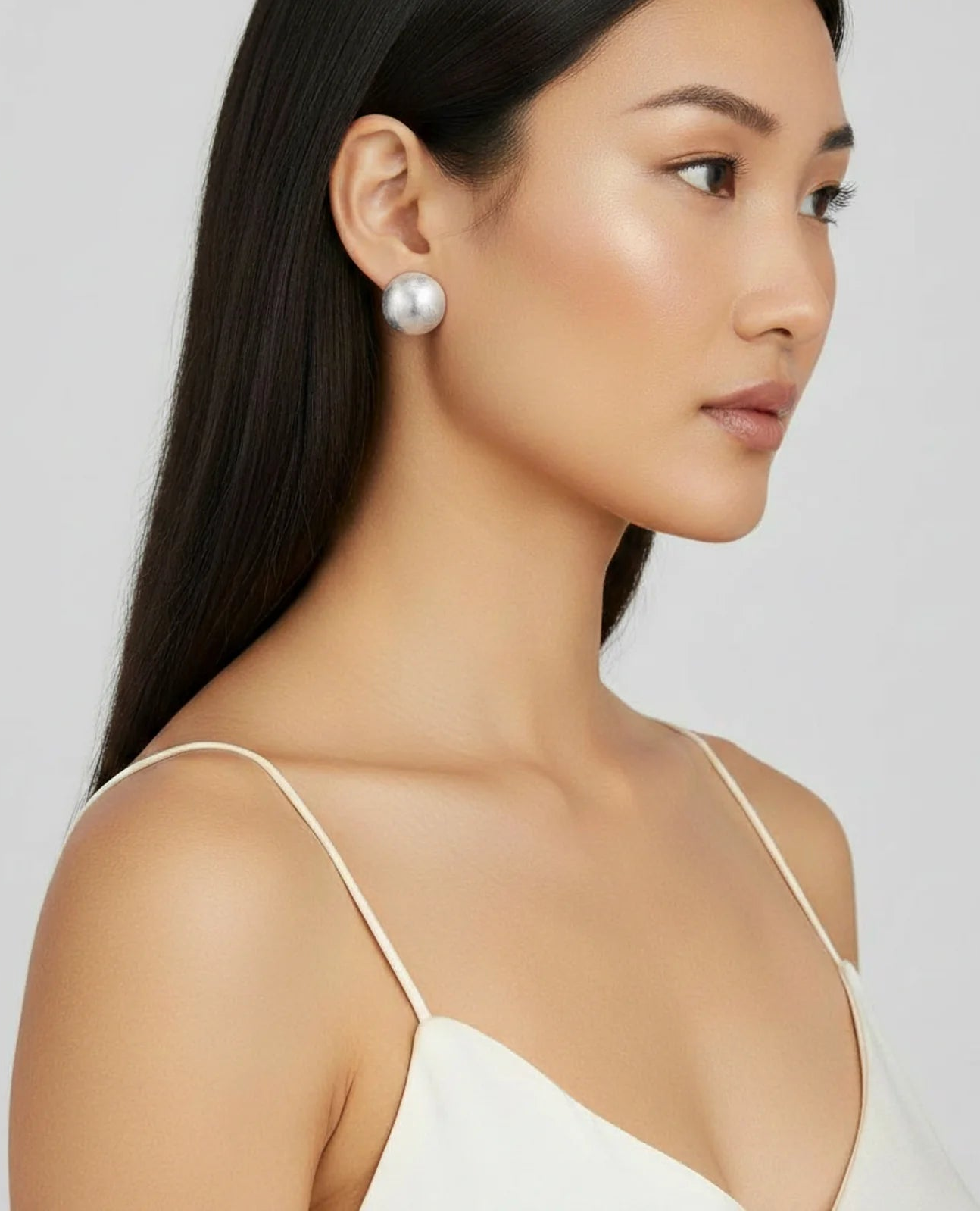 Brushed Silver Dome Earrings