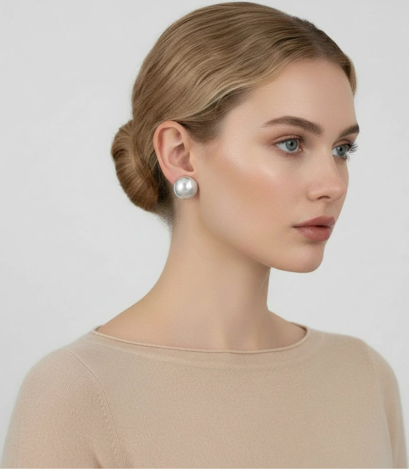 Brushed Silver Dome Earrings