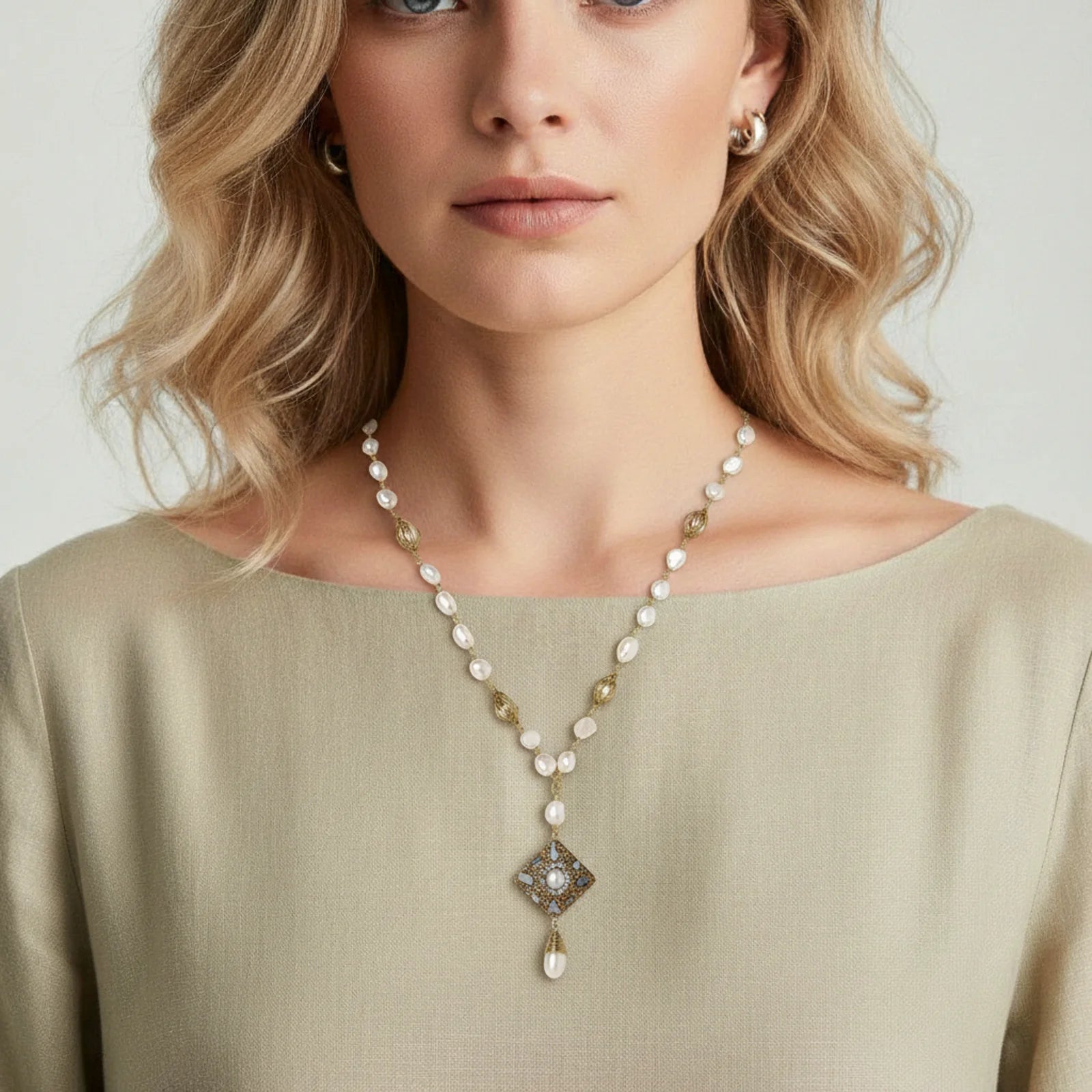 Celestial Pearl Drop Necklace