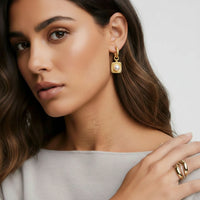 Golden Pearl Drop Hoops