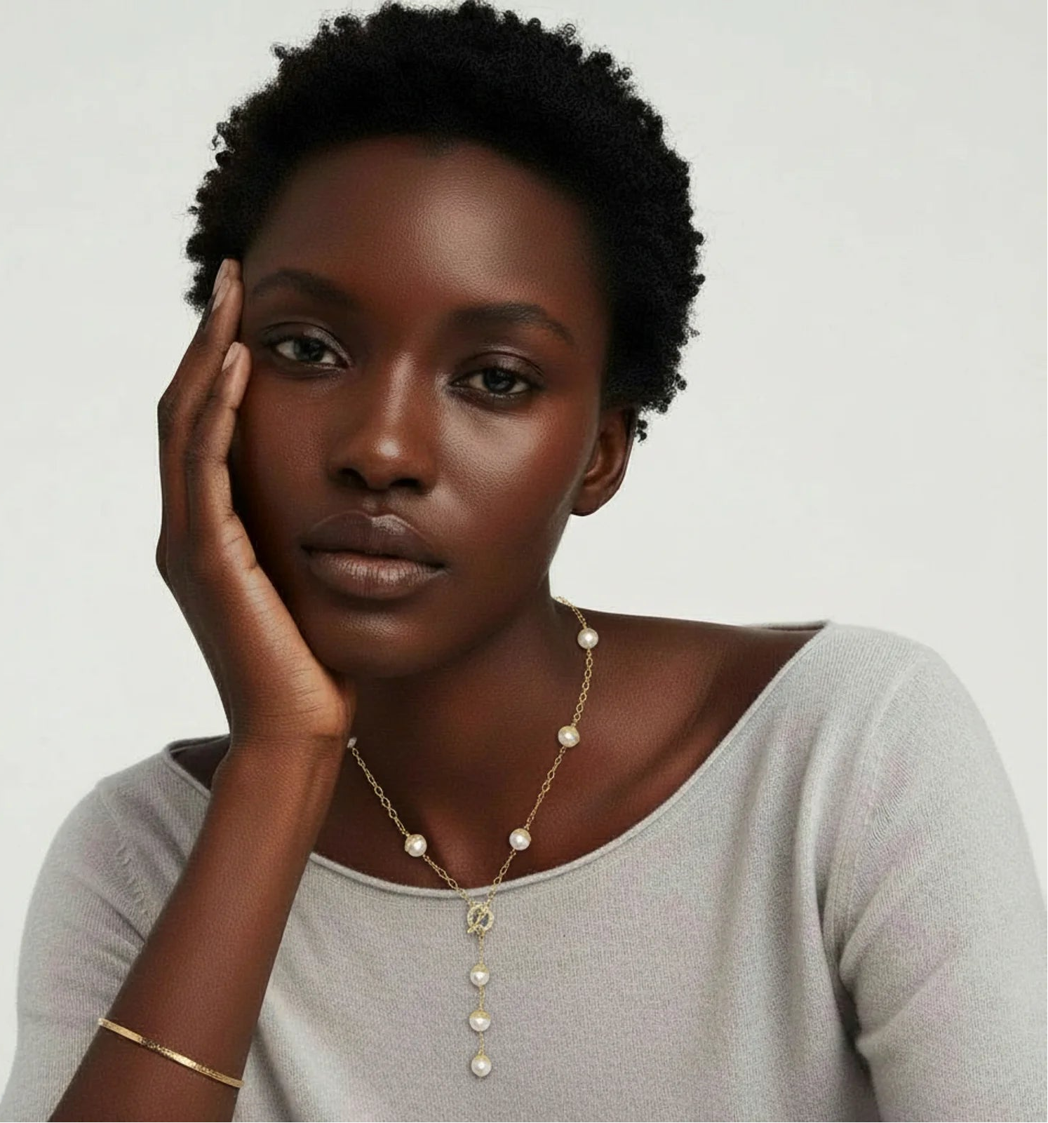 Baroque Pearl Station Necklace