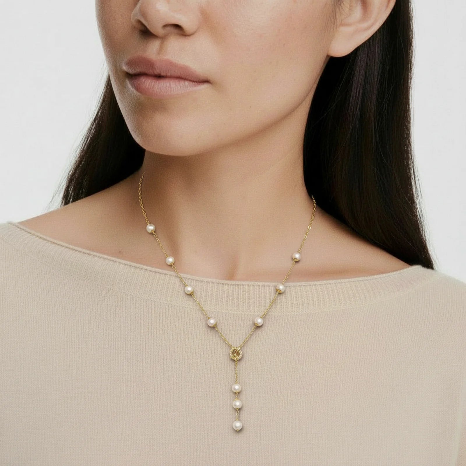 Baroque Pearl Station Necklace