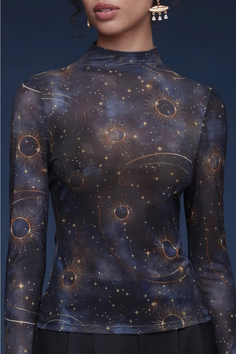 Celestial Mock Neck Top