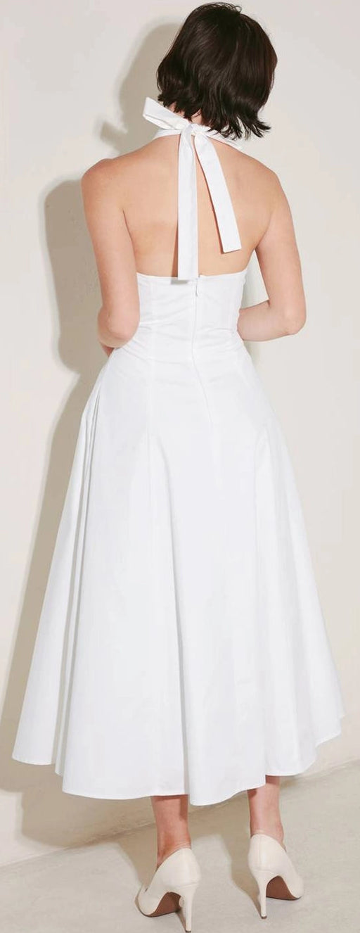 Powder Sky Halter Woven Midi Dress White / S Powder Sky Halter Woven Midi Dress White / S